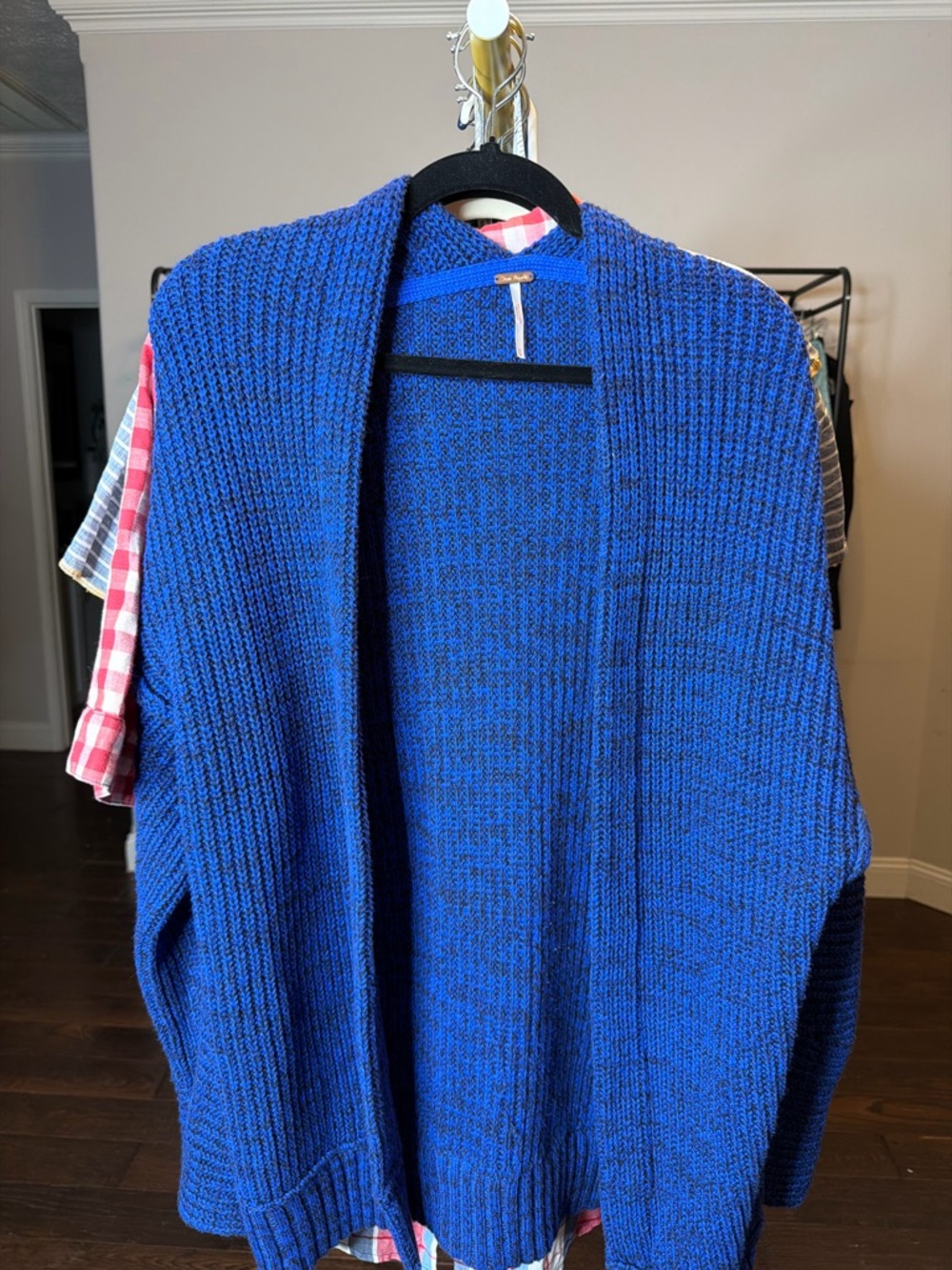 Free People Oversized Open-Front Knit Cardigan in Royal Blue‎